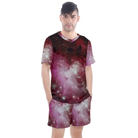 Nebula Red Men s Mesh Tee And Shorts Set by snowwhitegirl