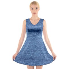 Blue Denim V-neck Sleeveless Dress by snowwhitegirl