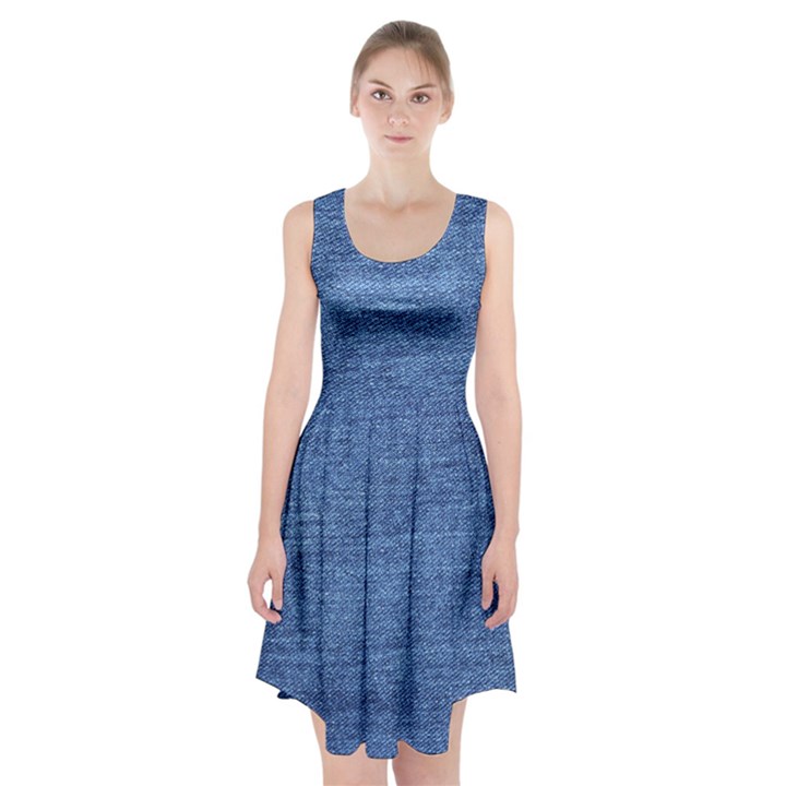 Blue Denim Racerback Midi Dress