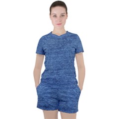 Blue Denim Women s Tee And Shorts Set