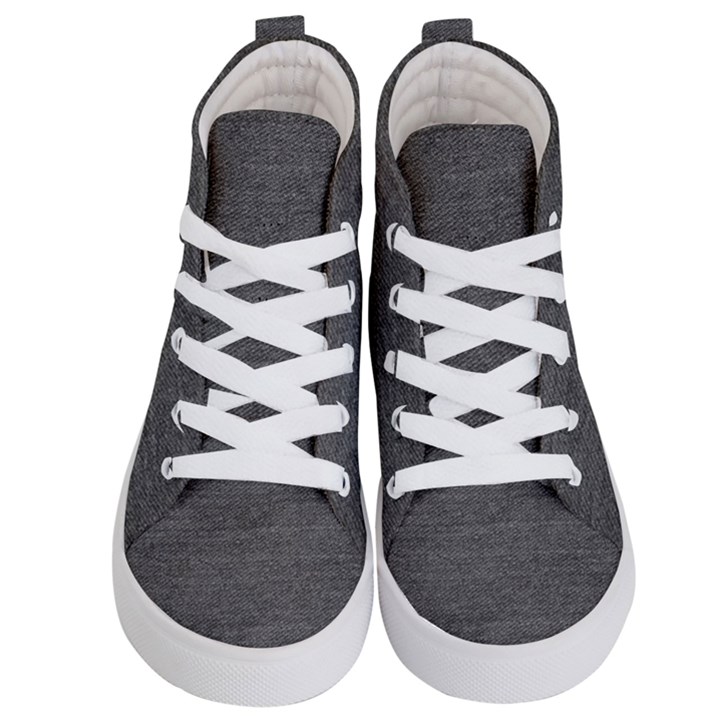 Black Denim Kid s Hi-Top Skate Sneakers