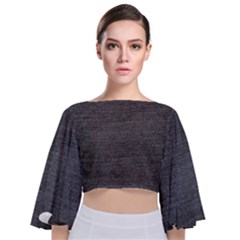 Black Denim Tie Back Butterfly Sleeve Chiffon Top