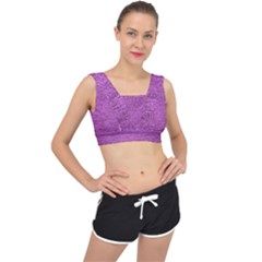 Purple Denim V-back Sports Bra