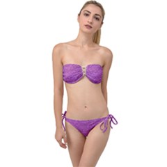 Purple Denim Twist Bandeau Bikini Set