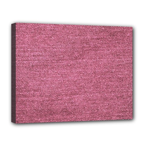 Pink  Denim Canvas 14  X 11  by snowwhitegirl