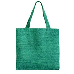 Green Denim Zipper Grocery Tote Bag by snowwhitegirl