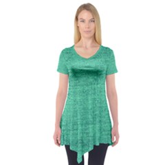 Green Denim Short Sleeve Tunic  by snowwhitegirl