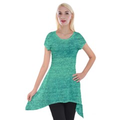 Green Denim Short Sleeve Side Drop Tunic by snowwhitegirl