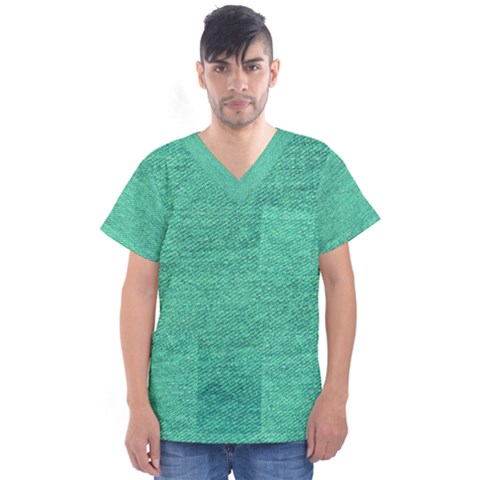 Green Denim Men s V-neck Scrub Top by snowwhitegirl