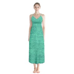 Green Denim Button Up Chiffon Maxi Dress by snowwhitegirl