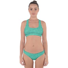 Green Denim Cross Back Hipster Bikini Set by snowwhitegirl