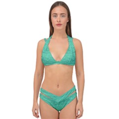 Green Denim Double Strap Halter Bikini Set