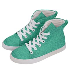 Green Denim Men s Hi-top Skate Sneakers by snowwhitegirl