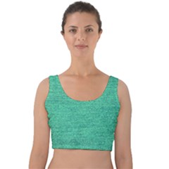 Green Denim Velvet Crop Top