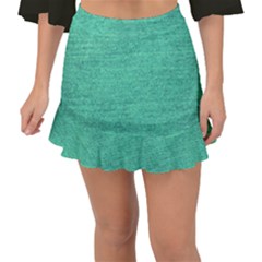 Green Denim Fishtail Mini Chiffon Skirt