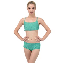 Green Denim Layered Top Bikini Set