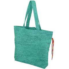 Green Denim Drawstring Tote Bag