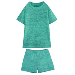 Green Denim Kids  Swim Tee And Shorts Set by snowwhitegirl