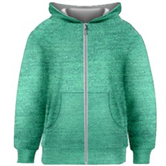 Green Denim Kids Zipper Hoodie Without Drawstring