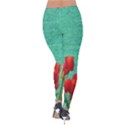 Green Denim Flowers Velvet Leggings View2