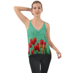 Green Denim Flowers Cami