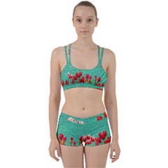 Green Denim Flowers Women s Sports Set by snowwhitegirl