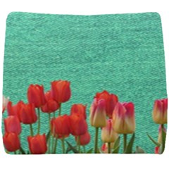 Green Denim Flowers Seat Cushion by snowwhitegirl