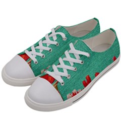 Green Denim Flowers Women s Low Top Canvas Sneakers by snowwhitegirl