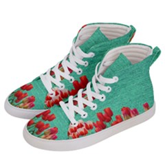 Green Denim Flowers Men s Hi-top Skate Sneakers by snowwhitegirl