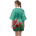 Green Denim Flowers Quarter Sleeve Kimono Robe View2