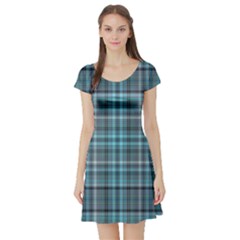 Teal Plaid Short Sleeve Skater Dress by snowwhitegirl