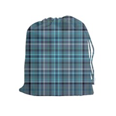 Teal Plaid Drawstring Pouch (xl)