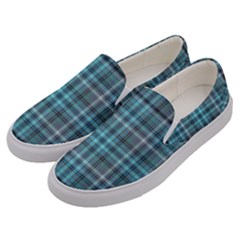 Teal Plaid Men s Canvas Slip Ons