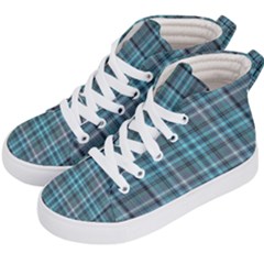 Teal Plaid Kid s Hi-top Skate Sneakers by snowwhitegirl