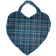 Teal Plaid Giant Heart Shaped Tote