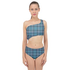 Teal Plaid Spliced Up Two Piece Swimsuit