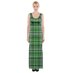 Green Plaid Maxi Thigh Split Dress by snowwhitegirl