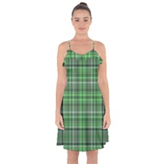 Green Plaid Ruffle Detail Chiffon Dress by snowwhitegirl