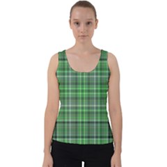 Green Plaid Velvet Tank Top