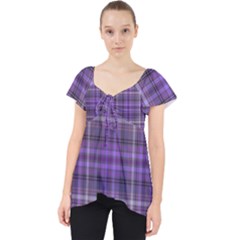 Purple  Plaid Lace Front Dolly Top