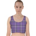 Purple  Plaid Velvet Racer Back Crop Top View1