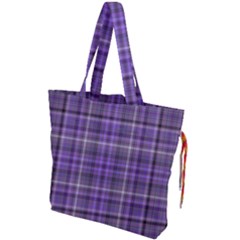 Purple  Plaid Drawstring Tote Bag