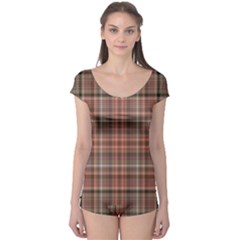 Peach  Plaid Boyleg Leotard  by snowwhitegirl