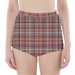 Peach  Plaid High-waisted Bikini Bottoms by snowwhitegirl