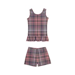 Peach  Plaid Kid s Boyleg Swimsuit