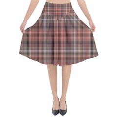 Peach  Plaid Flared Midi Skirt by snowwhitegirl