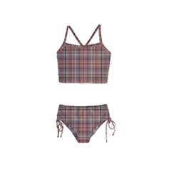 Peach  Plaid Girls  Tankini Swimsuit