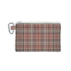 Peach  Plaid Canvas Cosmetic Bag (small)