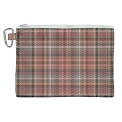 Peach  Plaid Canvas Cosmetic Bag (xl)