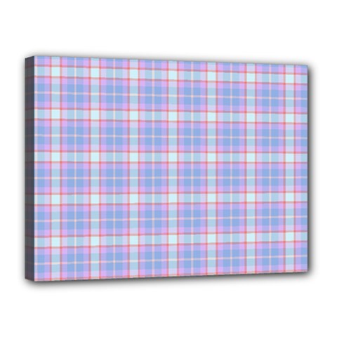 Pink Blue Plaid Canvas 16  X 12  by snowwhitegirl